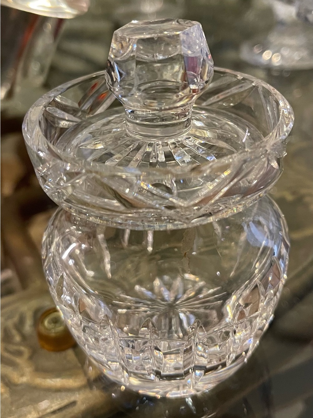 Cut Crystal Covered Jelly Jar